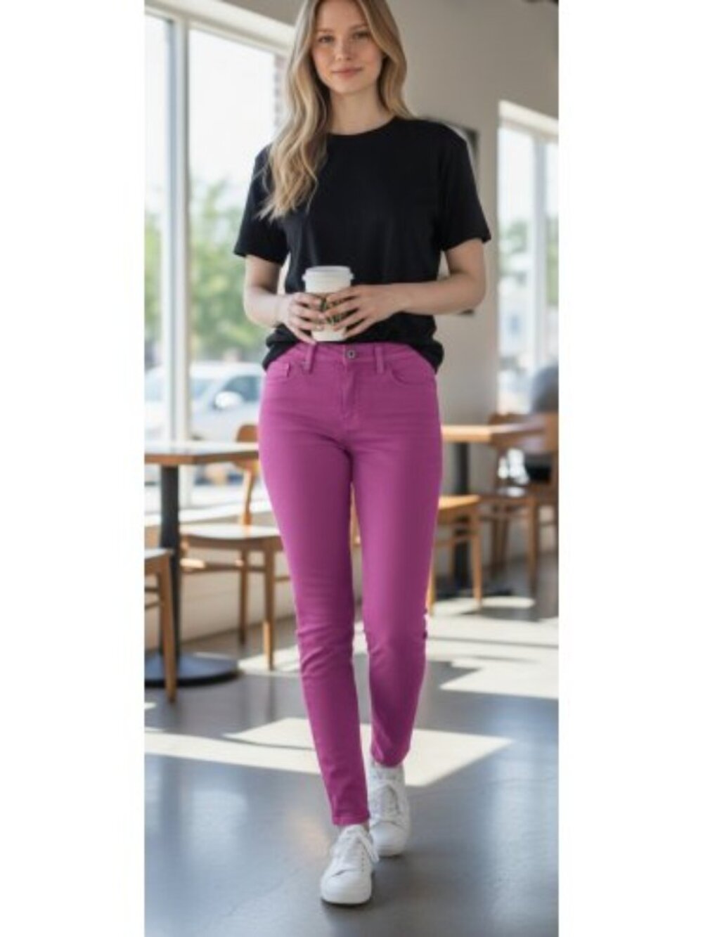 NWT NO BOUNDARIES Dark Pink Print Skinny Stretch Denim Jeans Juniors Size 7